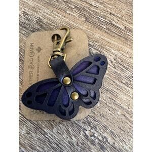 Blue Small Butterfly Bag Charm Beautiful Leather Purse Charm Boho Butterflies